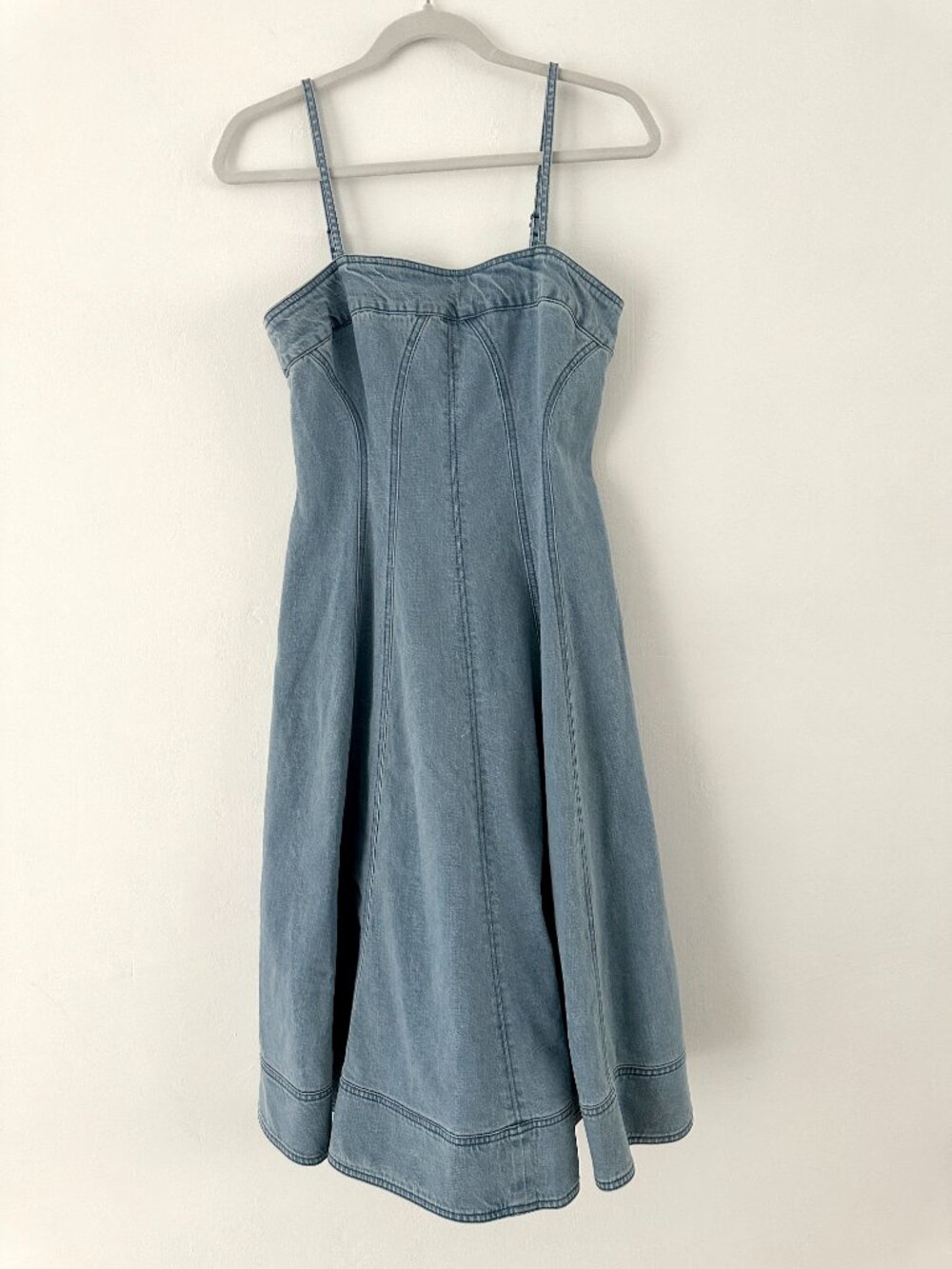 Anthropologie Pilcro Square Neck Seamed Chambray Midi Dress Small NWT - Picture 5 of 13